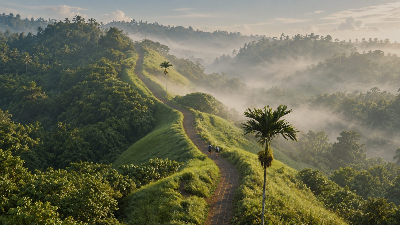 Morning mist over Ubud's hills
